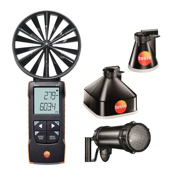 Testo anemometer set huren (balans) ventilatie systeem inregelen, meet het luchtdebiet
